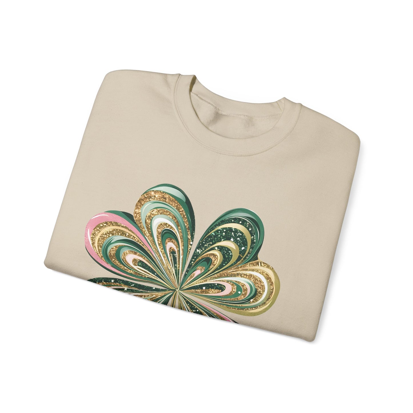 St Patricks Day Glitter Clover Heavy Blend™ Crewneck Sweatshirt