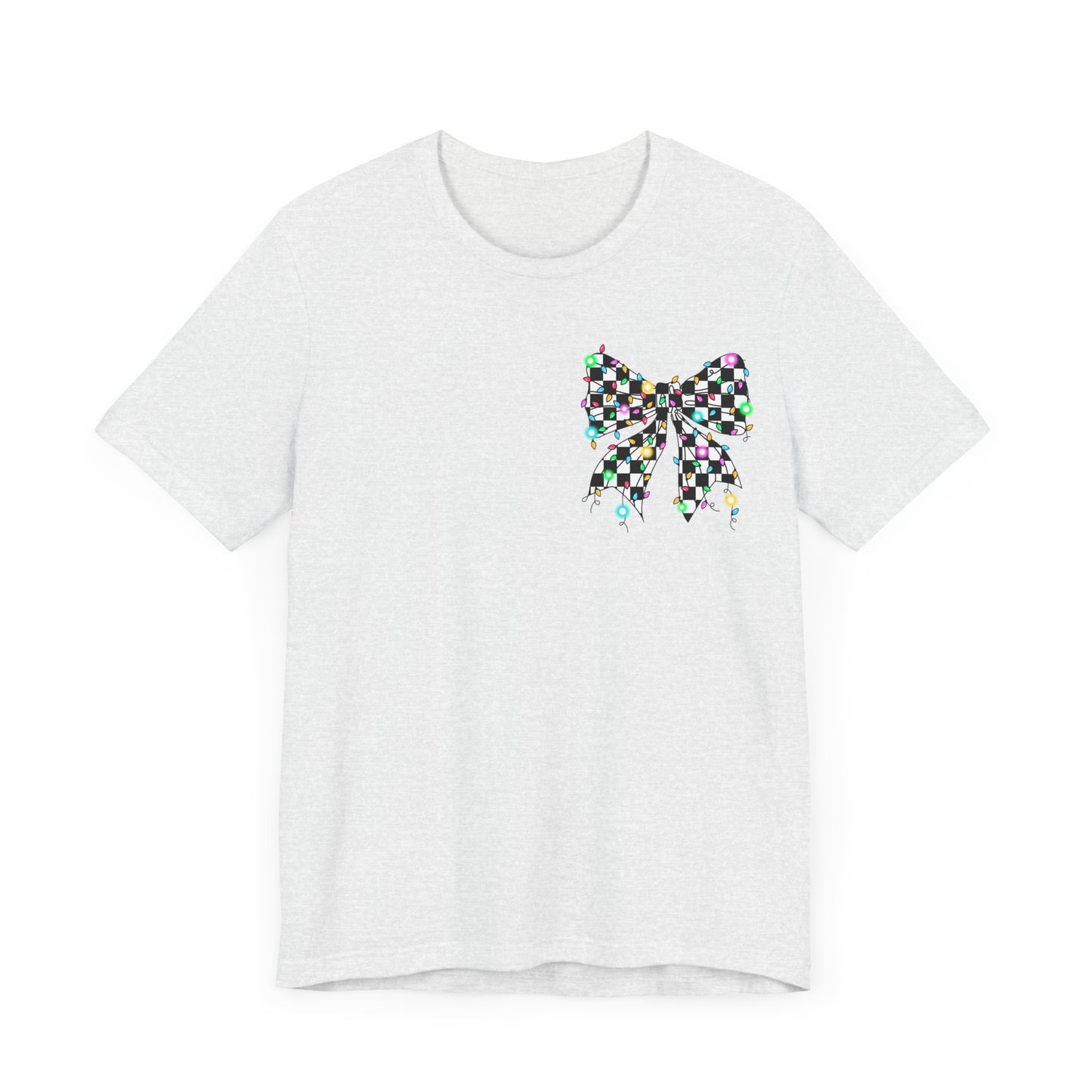 Checkered Lighted Bow Jersey Short Sleeve Tee