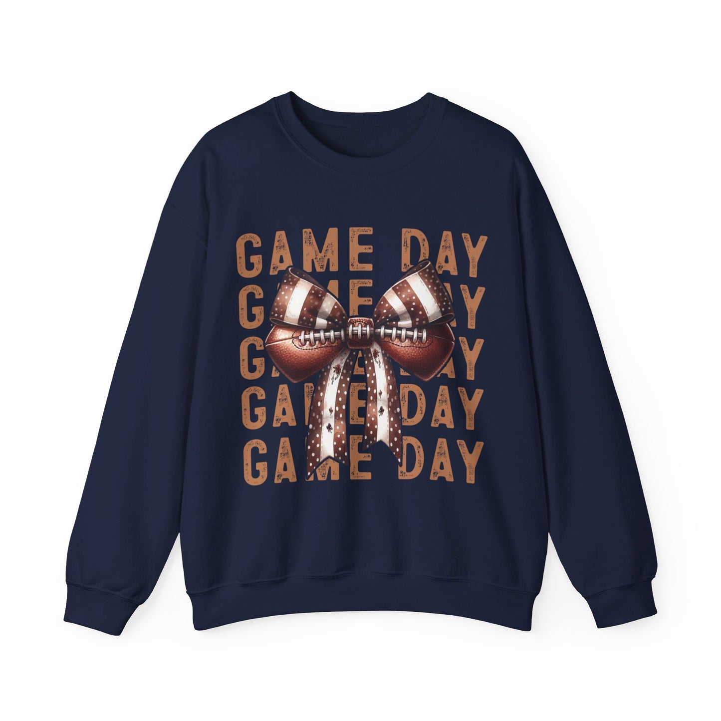 Game Day Football Bow Heavy Blend™ Crewneck Sweatshirt