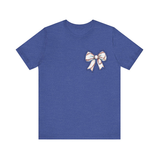 Baseball Game Day Bow Pocket Jersey Short Sleeve Tee