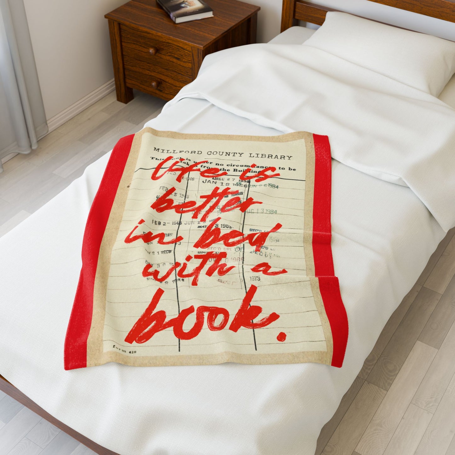 Life Is Better In Bed With A Book Velveteen Plush Blanket