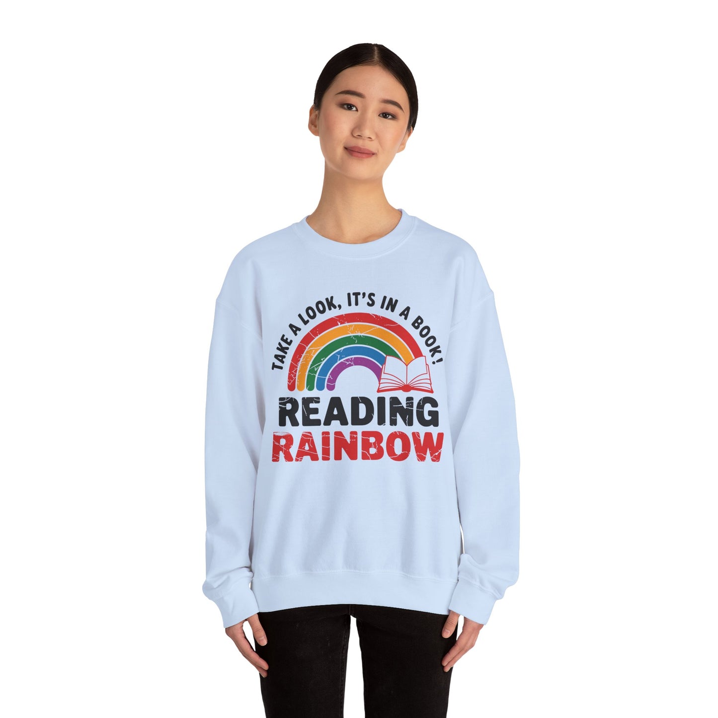 Retro Reading Rainbow Heavy Blend™ Crewneck Sweatshirt