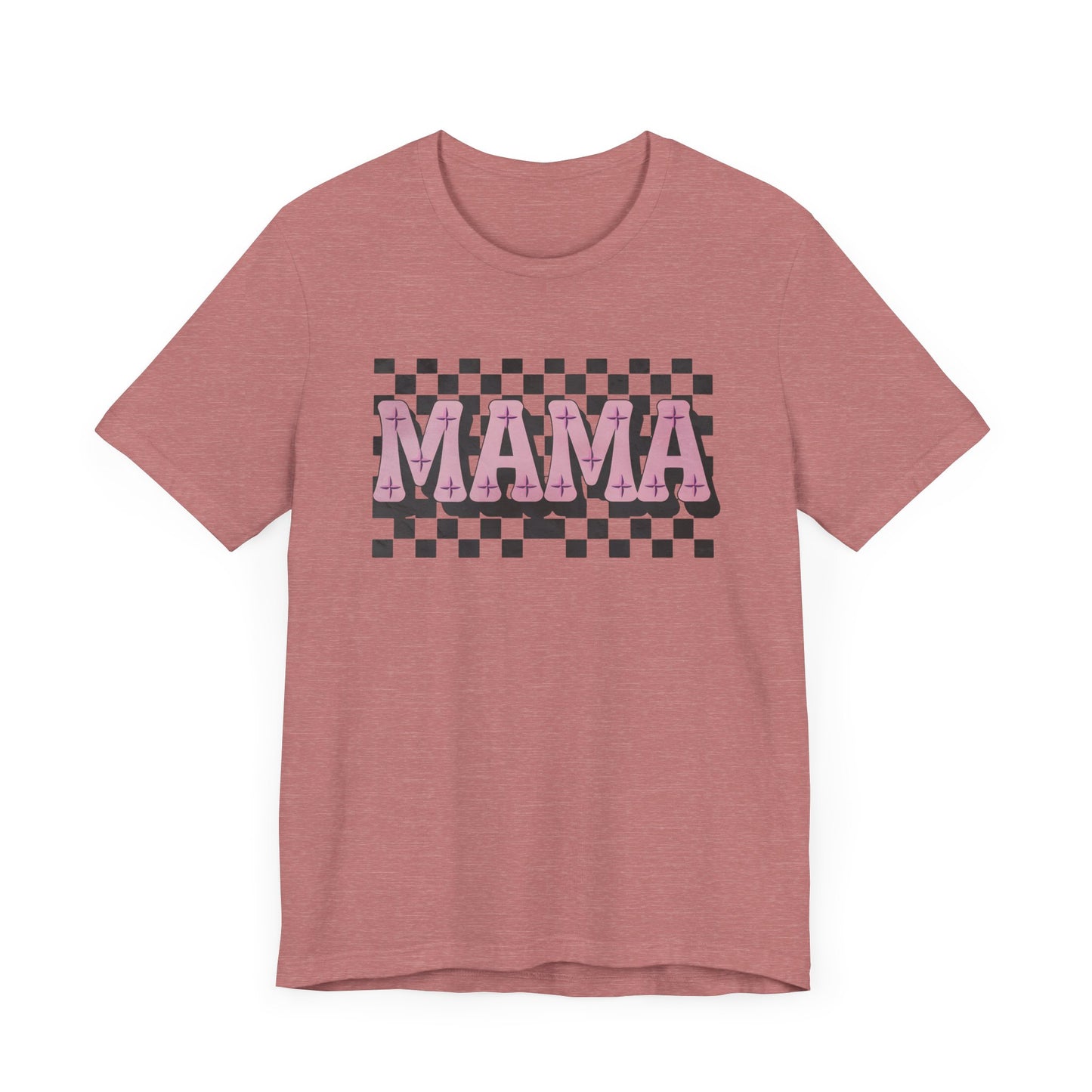 Mama Checkered Background Jersey Short Sleeve Tee