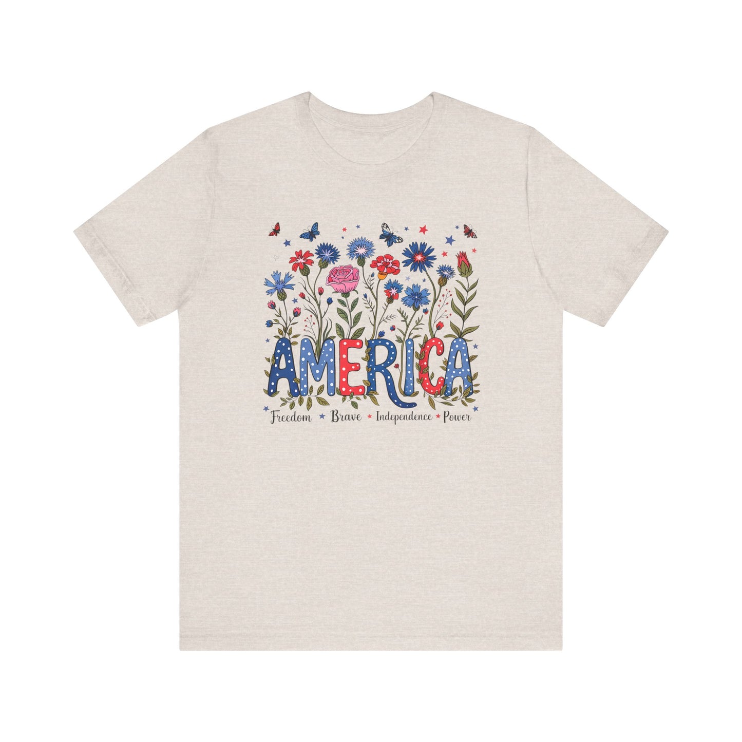 America Flowers Jersey Short Sleeve Tee
