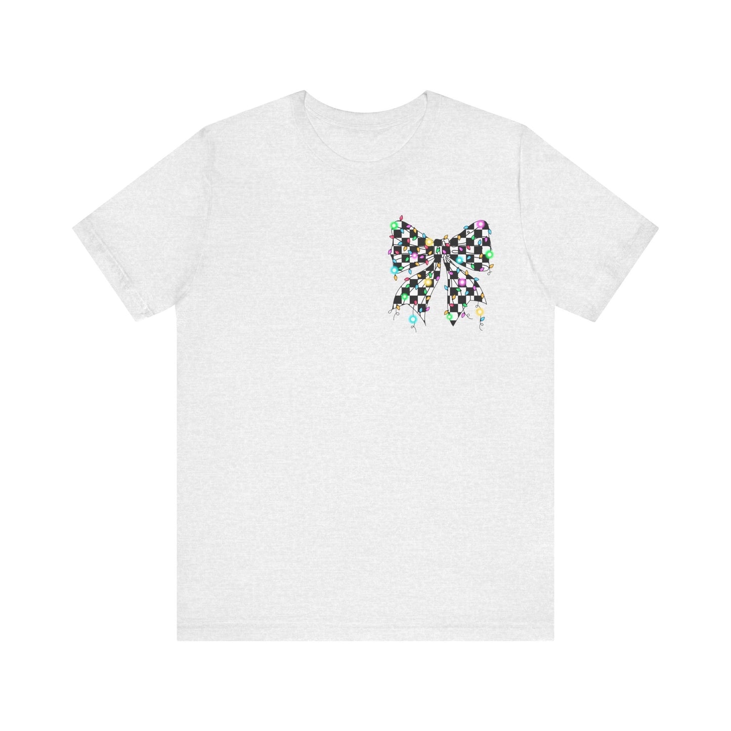 Checkered Lighted Bow Jersey Short Sleeve Tee