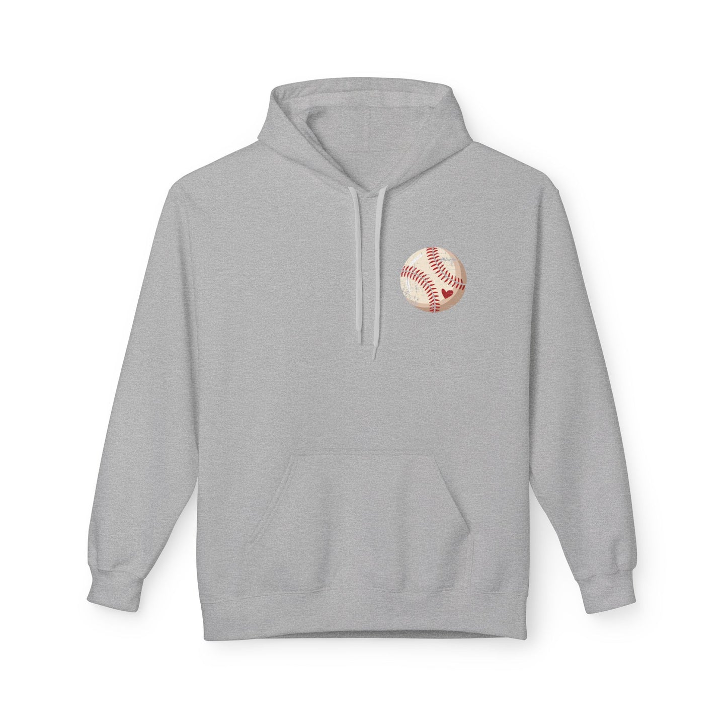 Distressed Baseball Heart Pocket Midweight Softstyle Fleece Hoodie