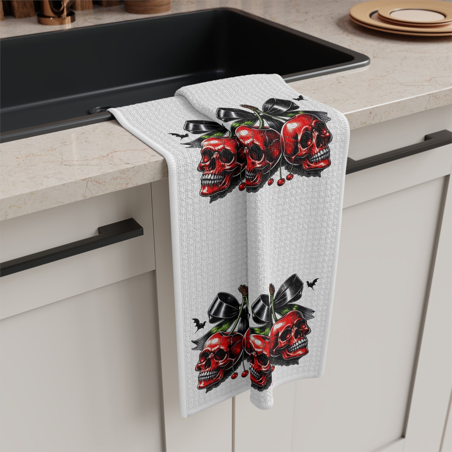 Spooky Cherrys Microfiber Tea Towel
