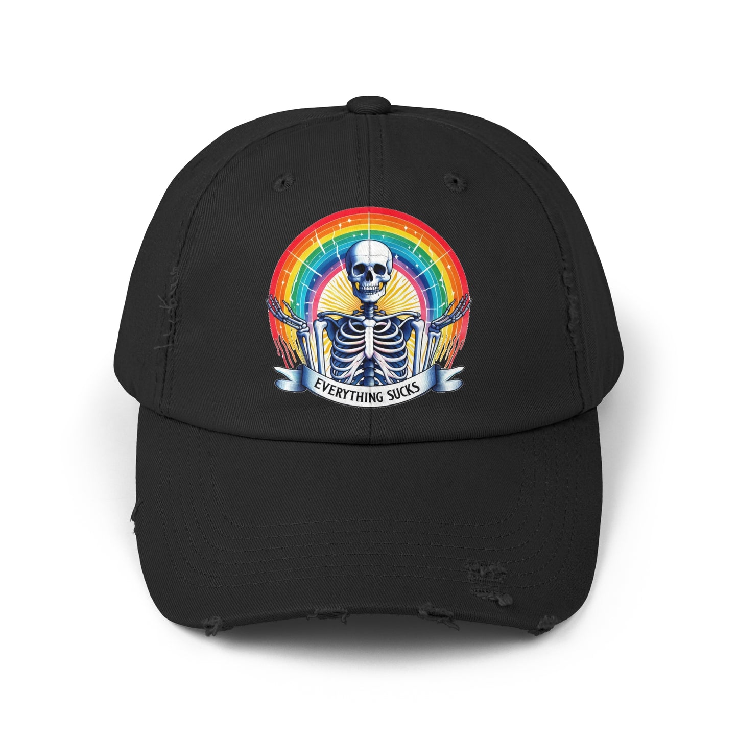 Everything Sucks Skellie Distressed Cap