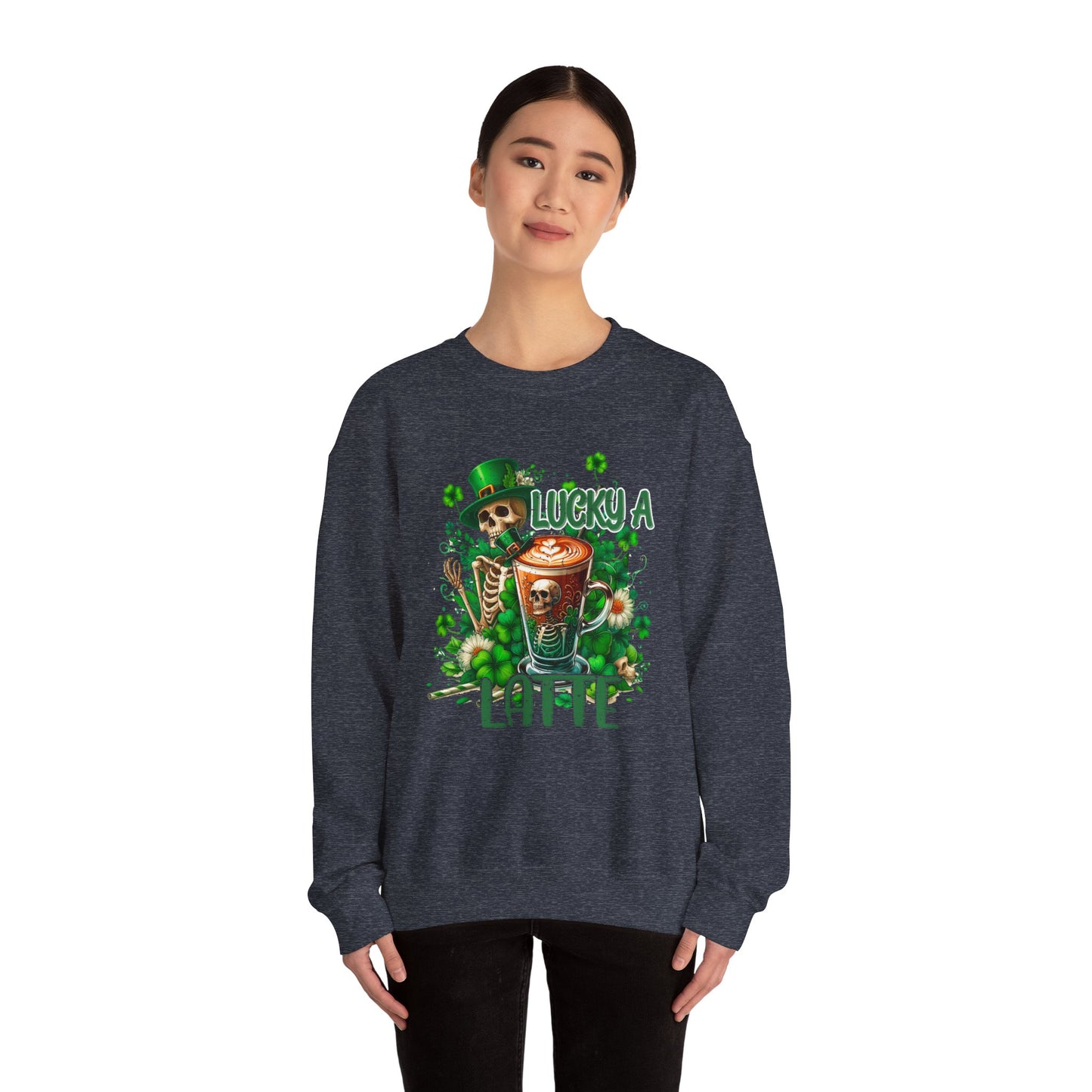 Lucky A Latte Skeleton Heavy Blend™ Crewneck Sweatshirt