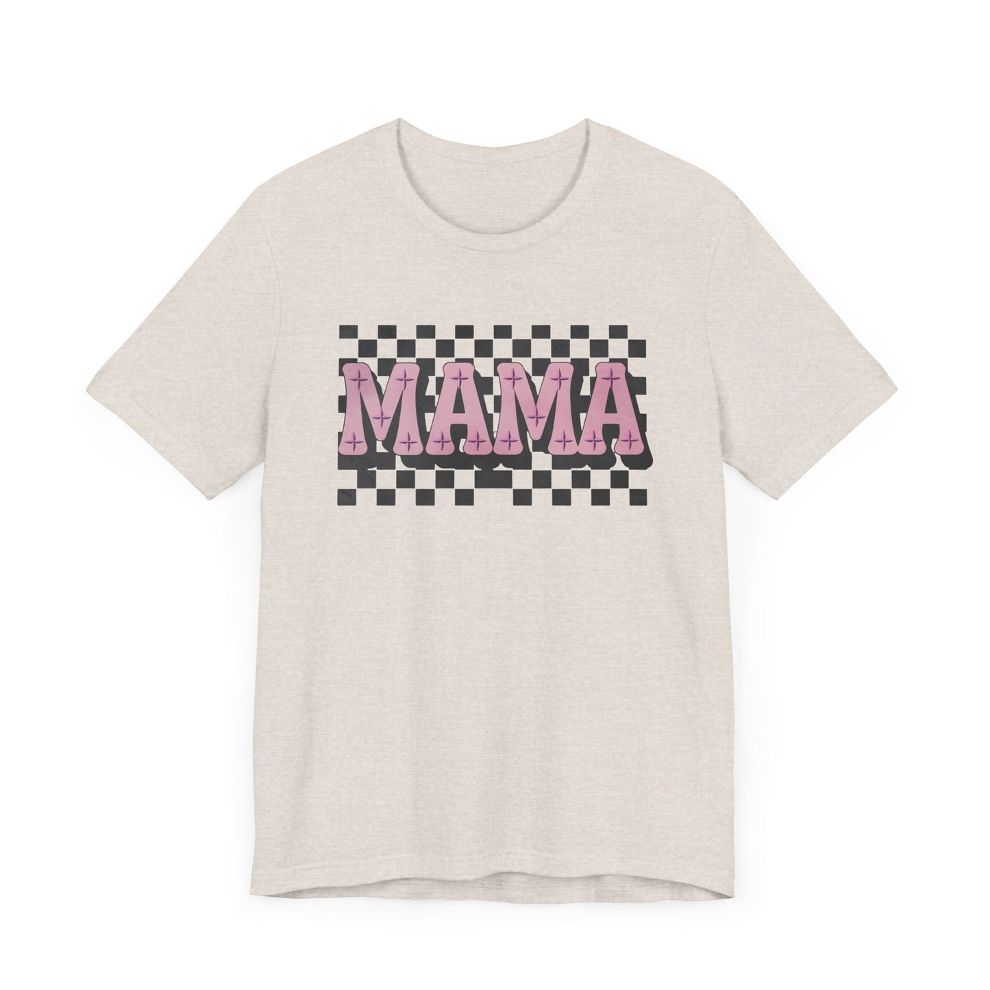 Mama Checkered Background Jersey Short Sleeve Tee