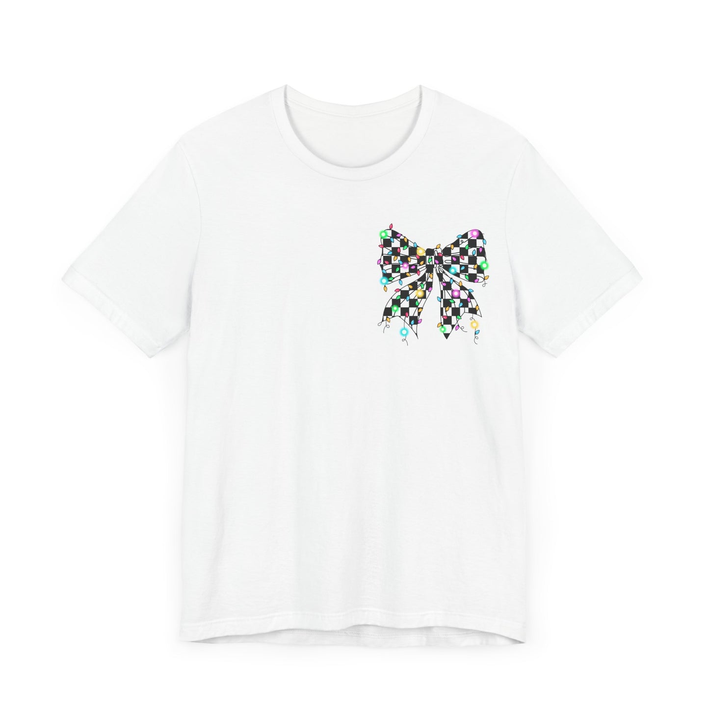 Checkered Lighted Bow Jersey Short Sleeve Tee