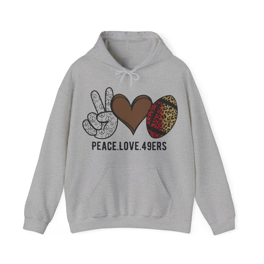 Peace Love 49ers Heavy Blend™ Hooded Sweatshirt