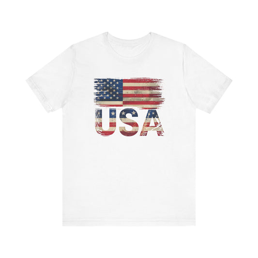 Distressed USA Jersey Short Sleeve Tee
