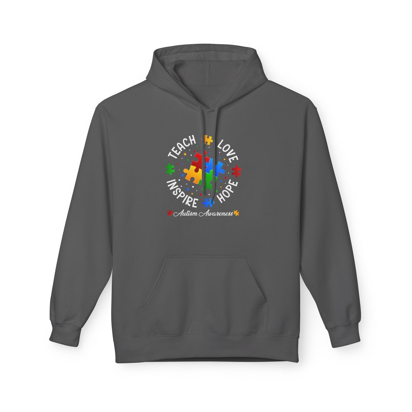 Teach Love Hope Inspire Autism Awareness Midweight Softstyle Fleece Hoodie
