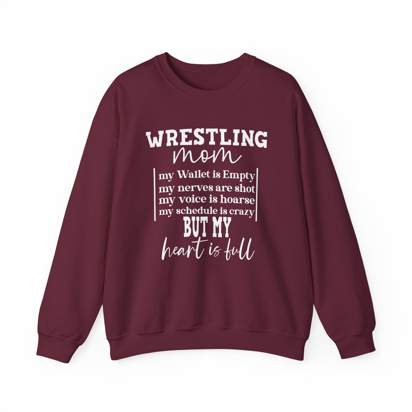 Wrestling Mom Heart Is Full Heavy Blend™ Crewneck Sweatshirt