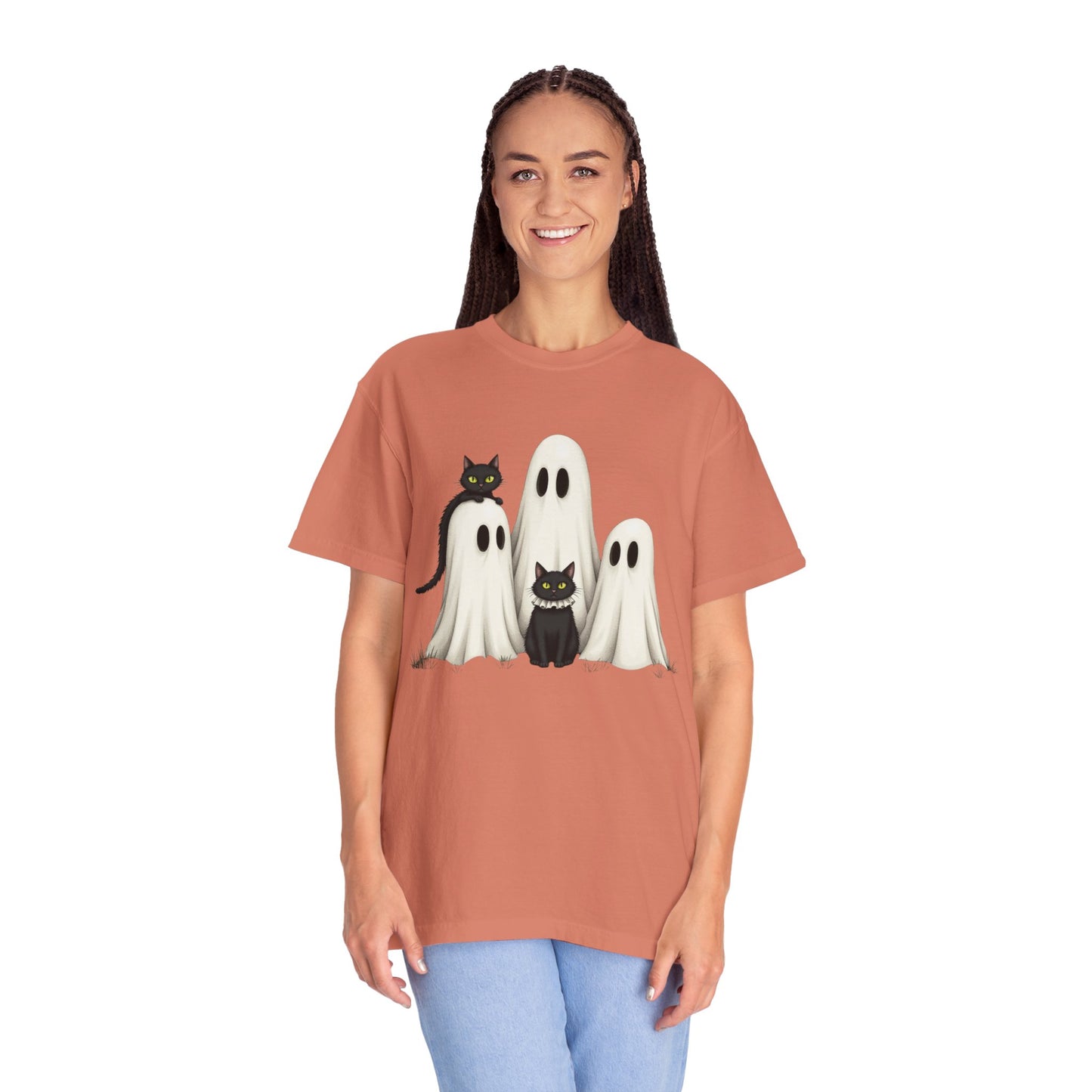 Black Cat and Ghosts  Garment-Dyed T-shirt