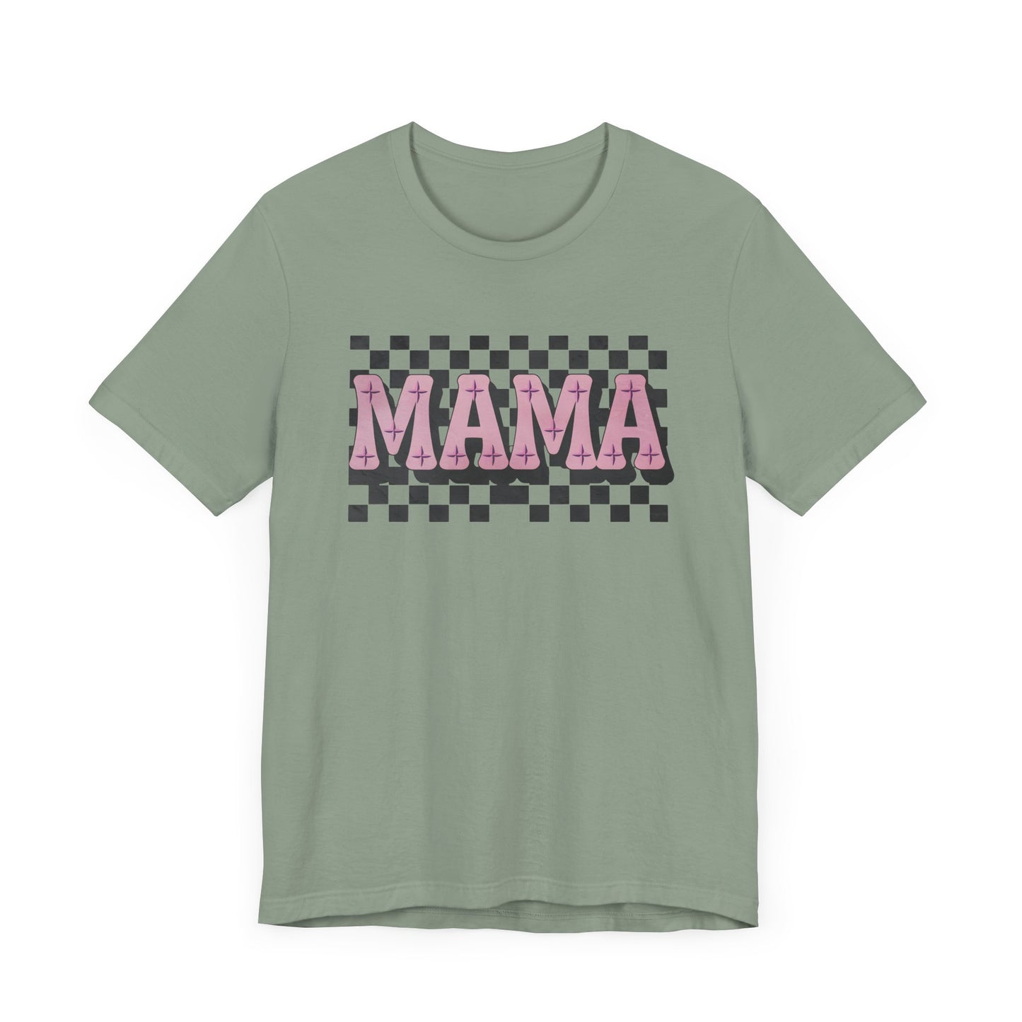 Mama Checkered Background Jersey Short Sleeve Tee