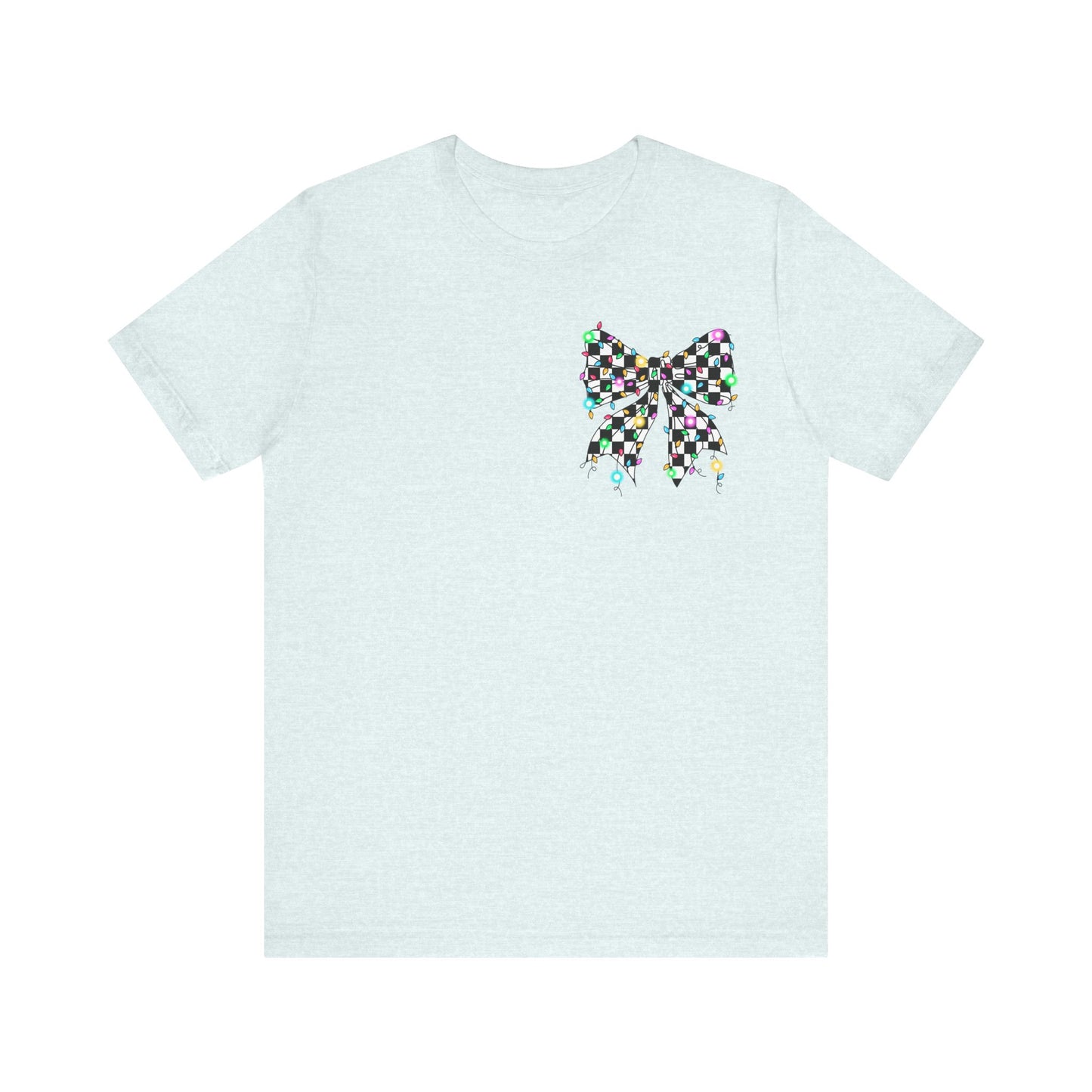 Checkered Lighted Bow Jersey Short Sleeve Tee