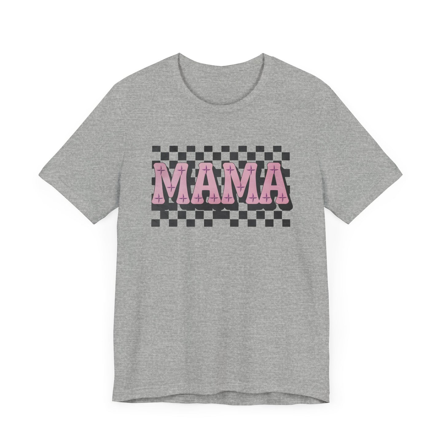 Mama Checkered Background Jersey Short Sleeve Tee