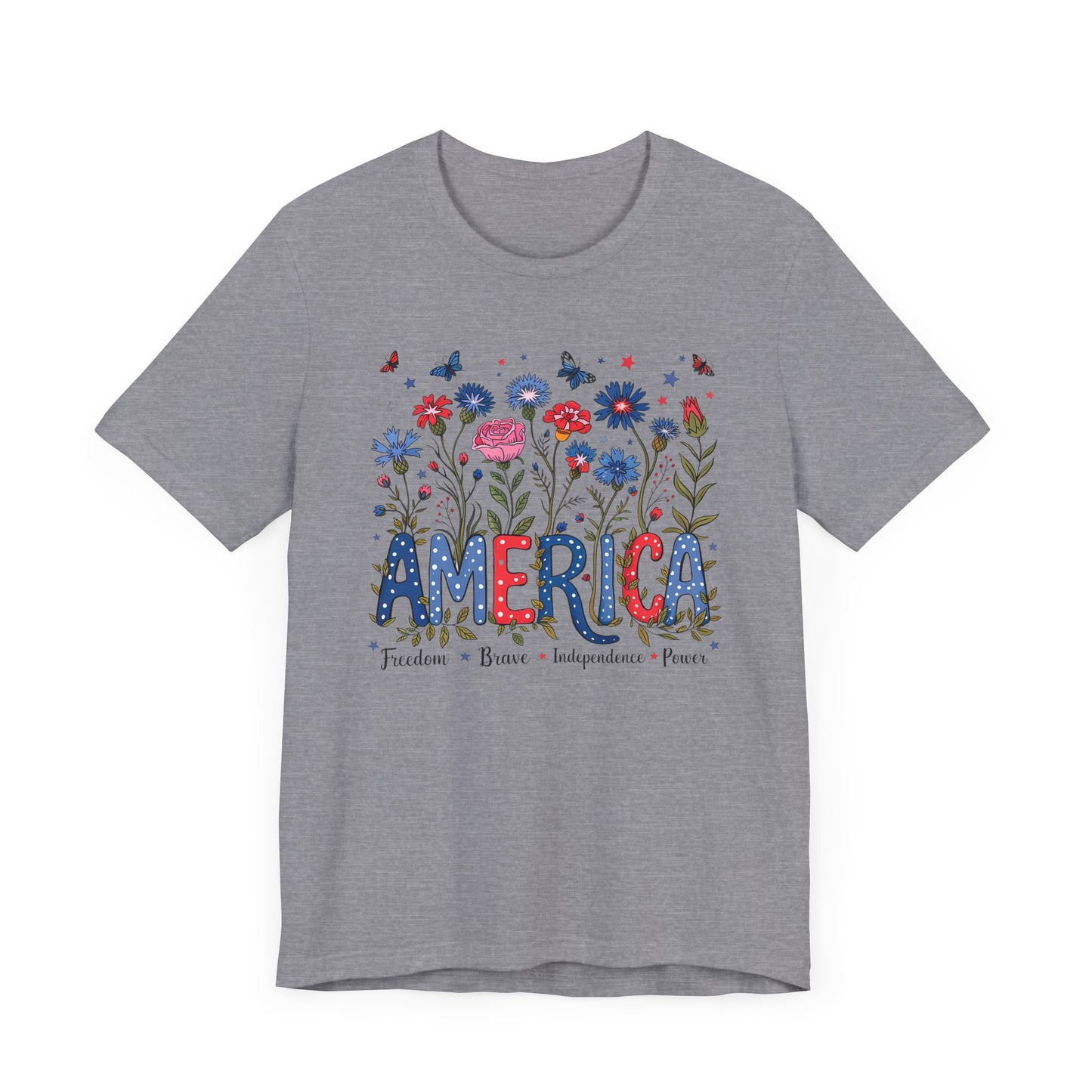 America Flowers Jersey Short Sleeve Tee