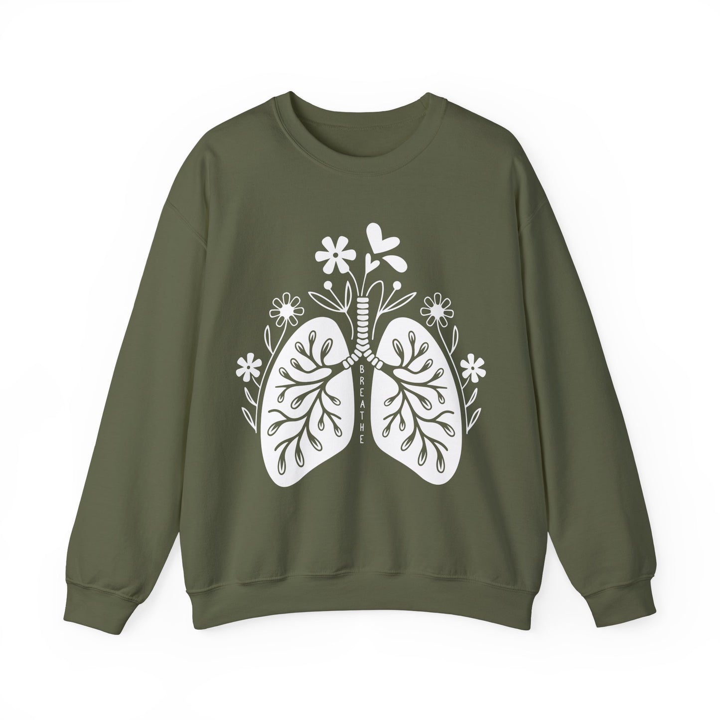 Breathe Floral Lungs Heavy Blend™ Crewneck Sweatshirt