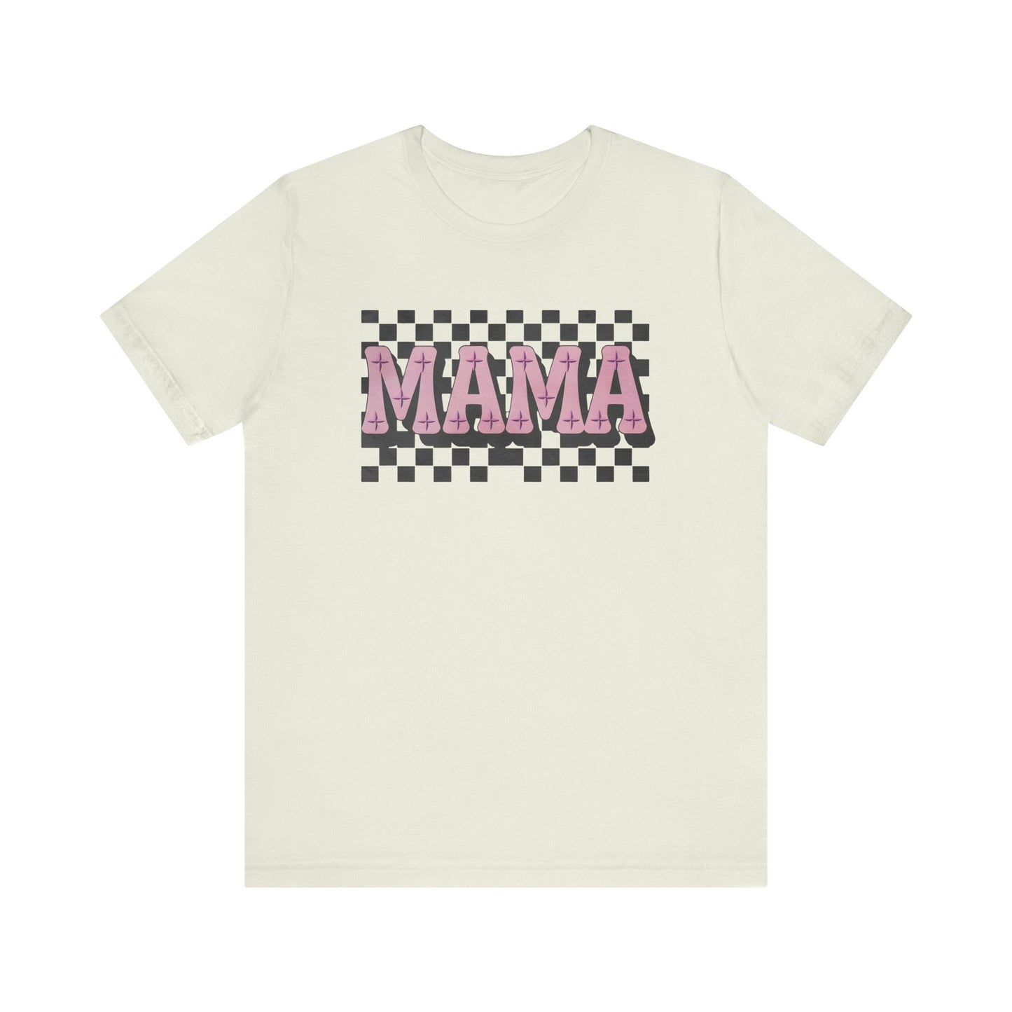 Mama Checkered Background Jersey Short Sleeve Tee