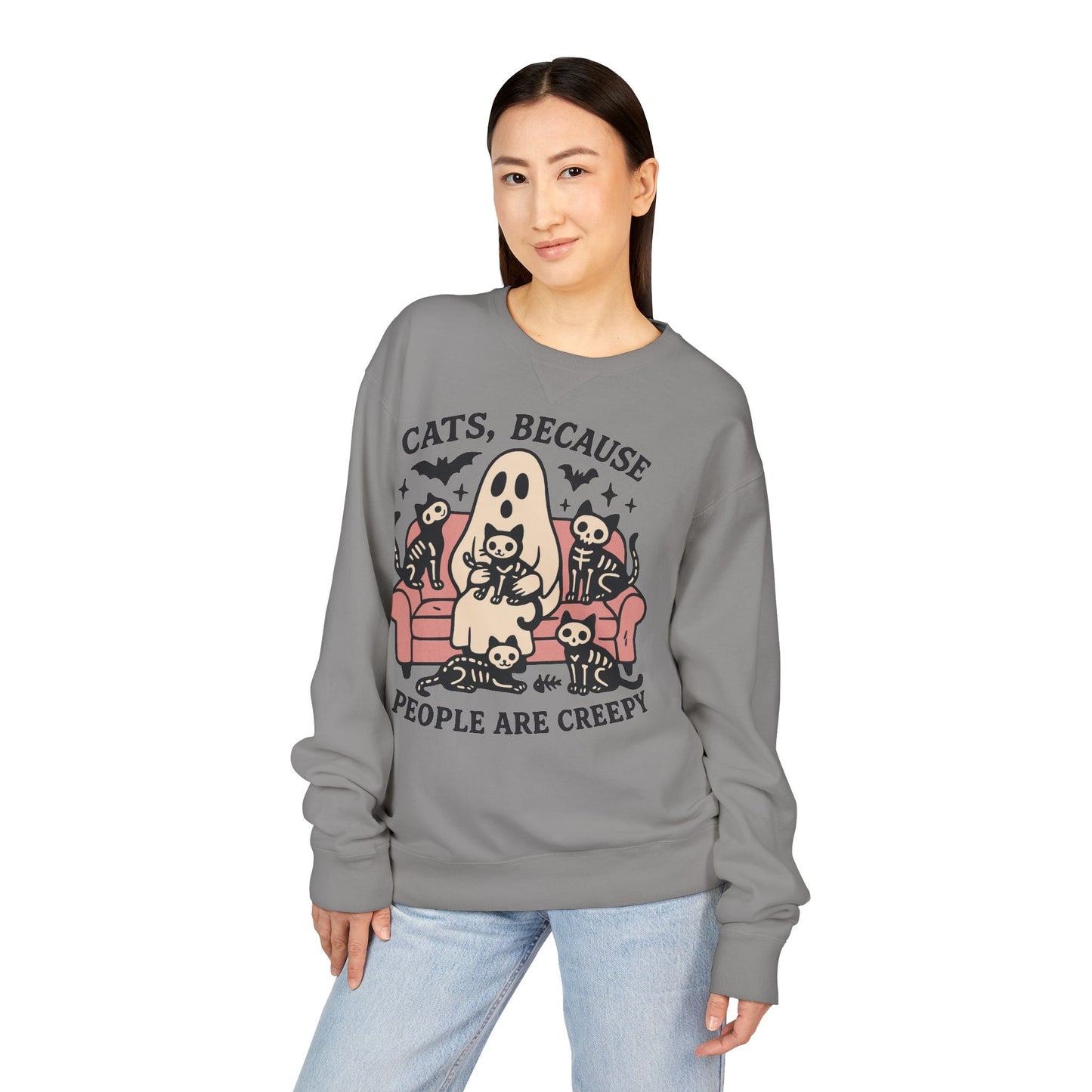 Cats Because People are Creepy ComfortWash® Garment Dyed Crewneck Sweatshirt