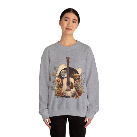 Moon and Guitar  Heavy Blend™ Crewneck Sweatshirt