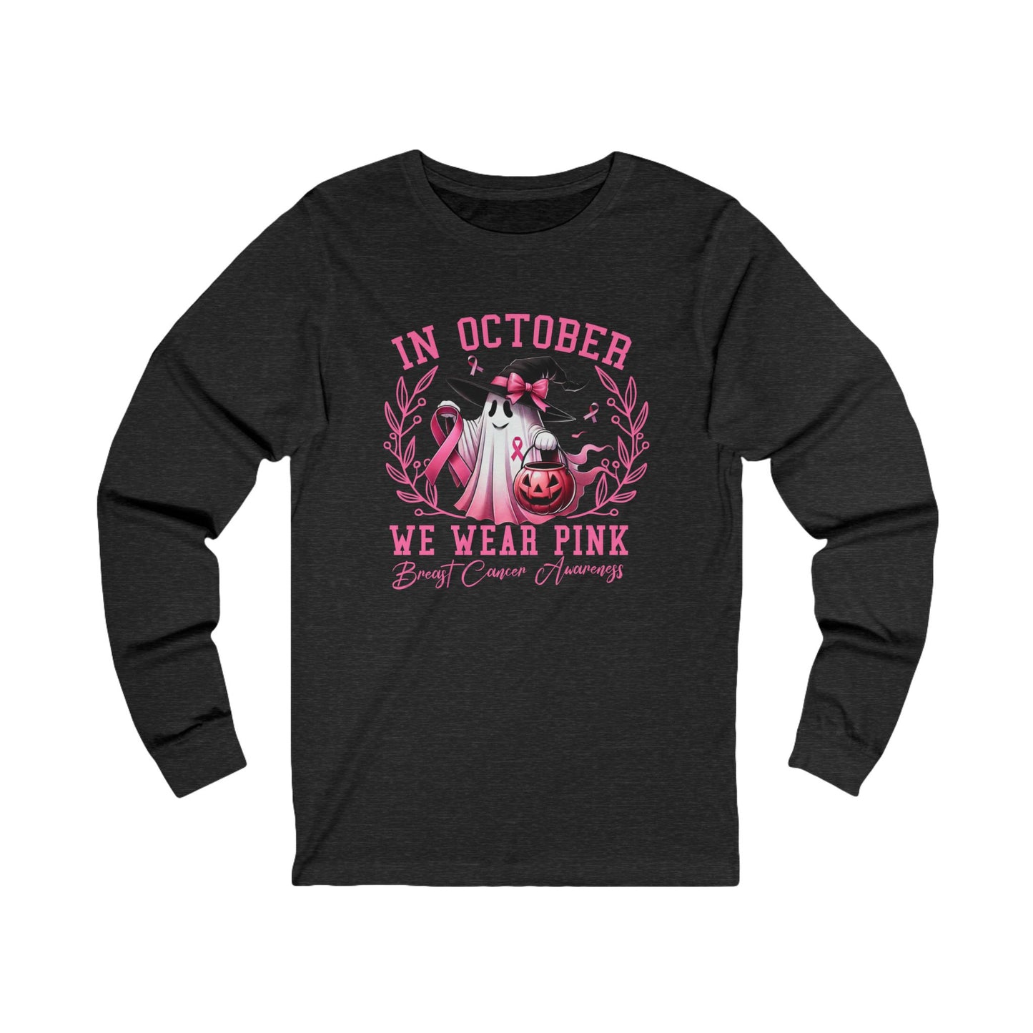 In October We Wear Pink Ghost Jersey Long Sleeve Tee