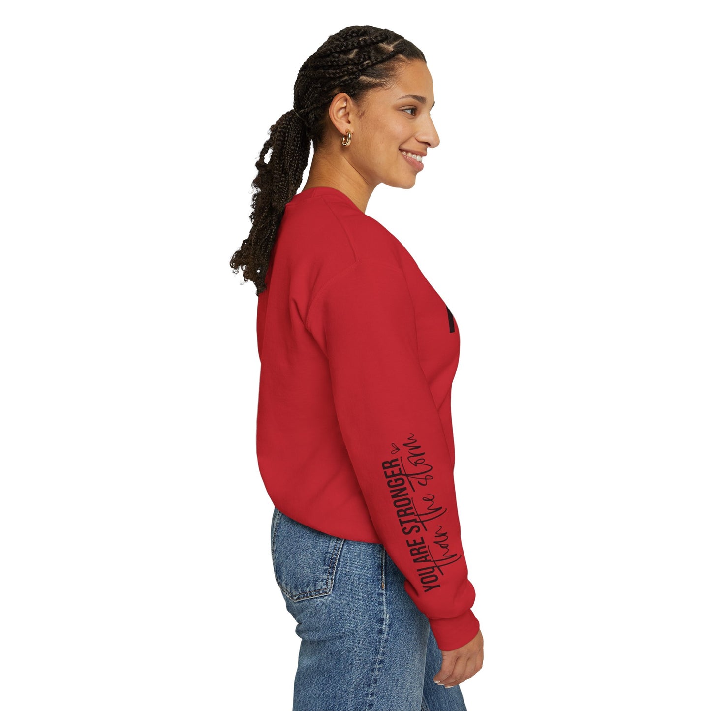 Mama Stronger Than The Storm Sleeve Heavy Blend™ Crewneck Sweatshirt
