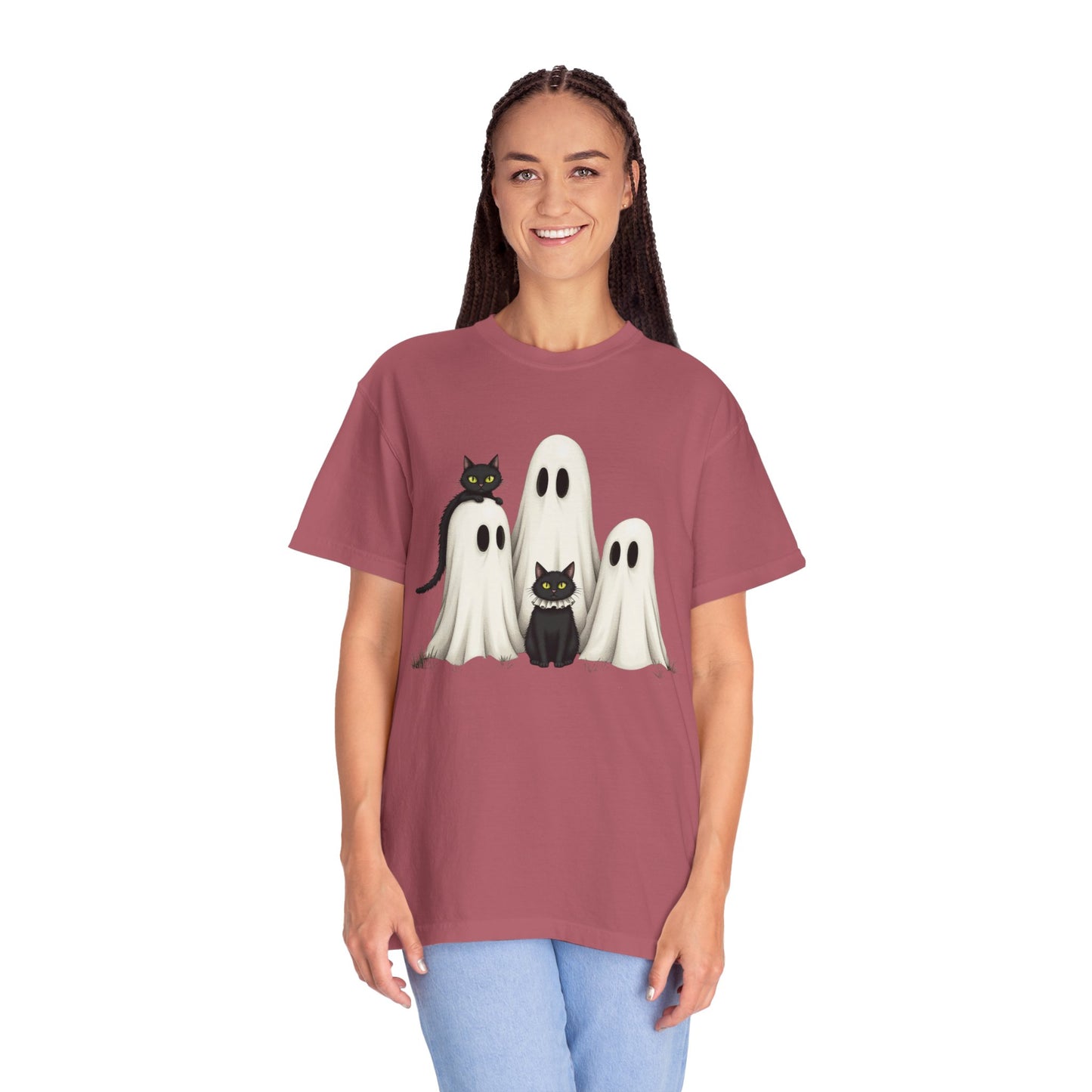 Black Cat and Ghosts  Garment-Dyed T-shirt