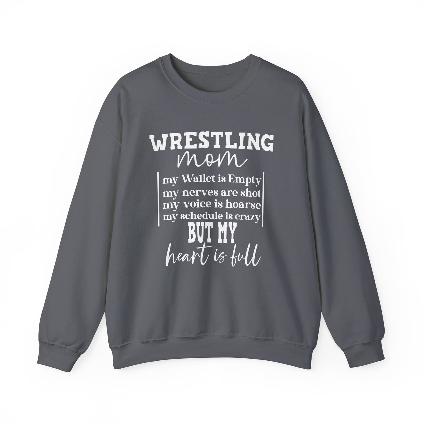 Wrestling Mom Heart Is Full Heavy Blend™ Crewneck Sweatshirt