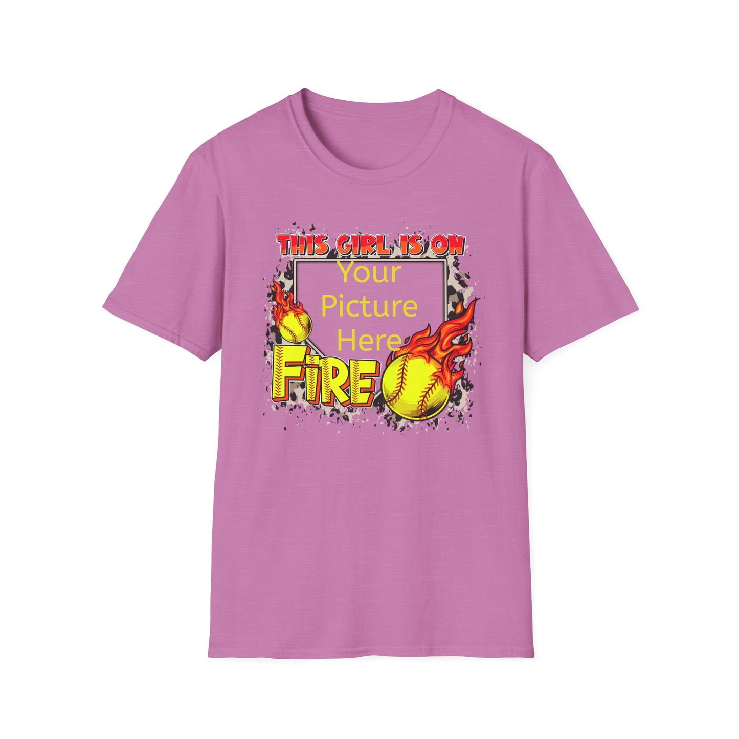 Custom Softball This Girl Is On Fire Softstyle T-Shirt