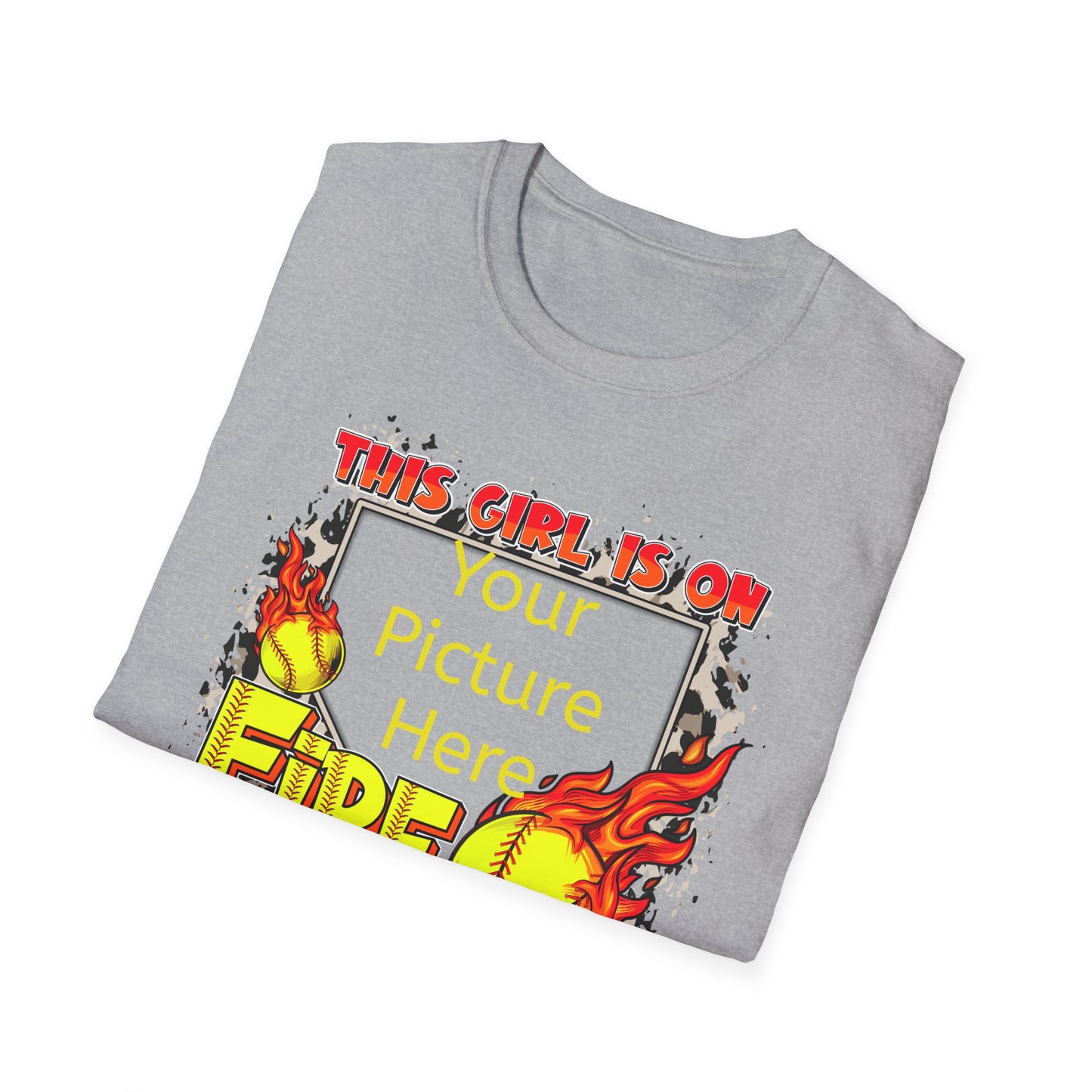 Custom Softball This Girl Is On Fire Softstyle T-Shirt