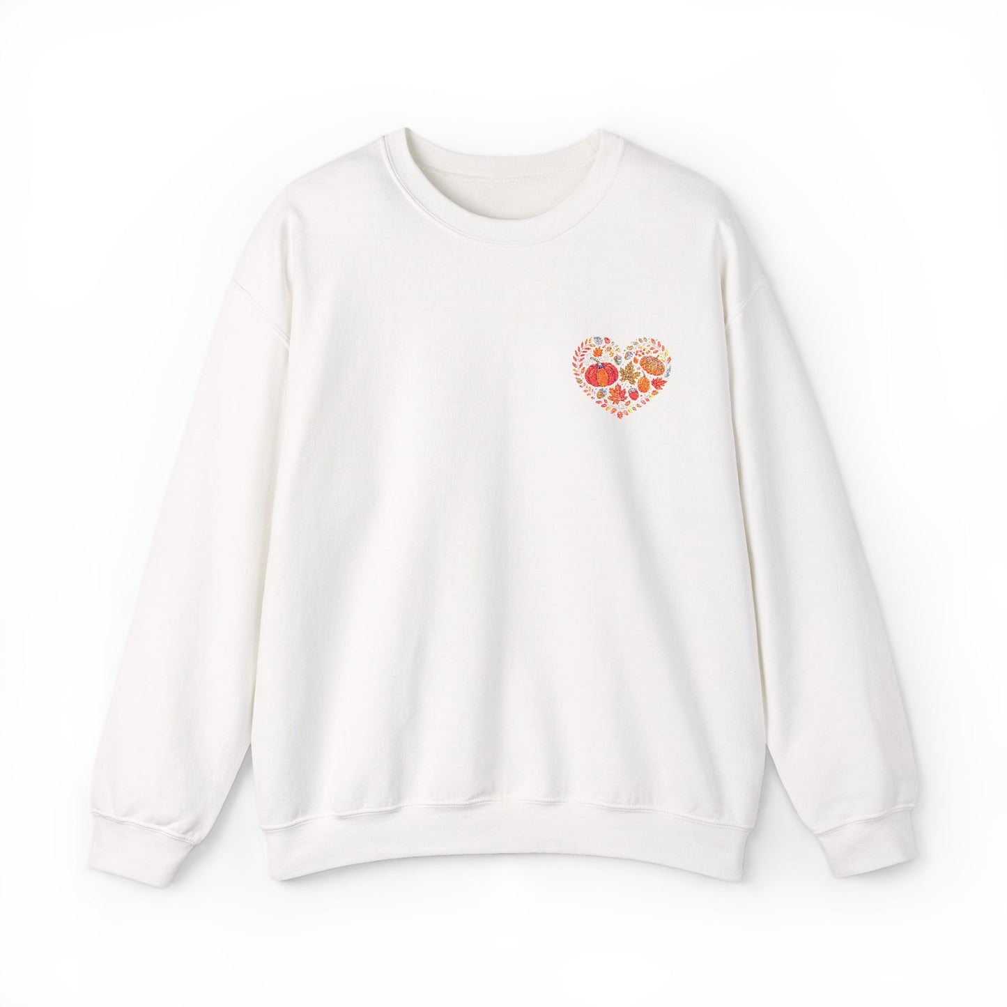 Embroidered Fall Heart Heavy Blend™ Crewneck Sweatshirt