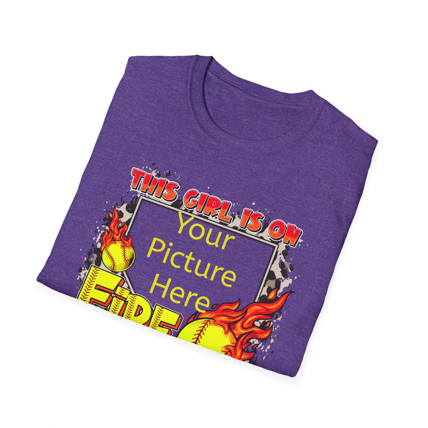 Custom Softball This Girl Is On Fire Softstyle T-Shirt