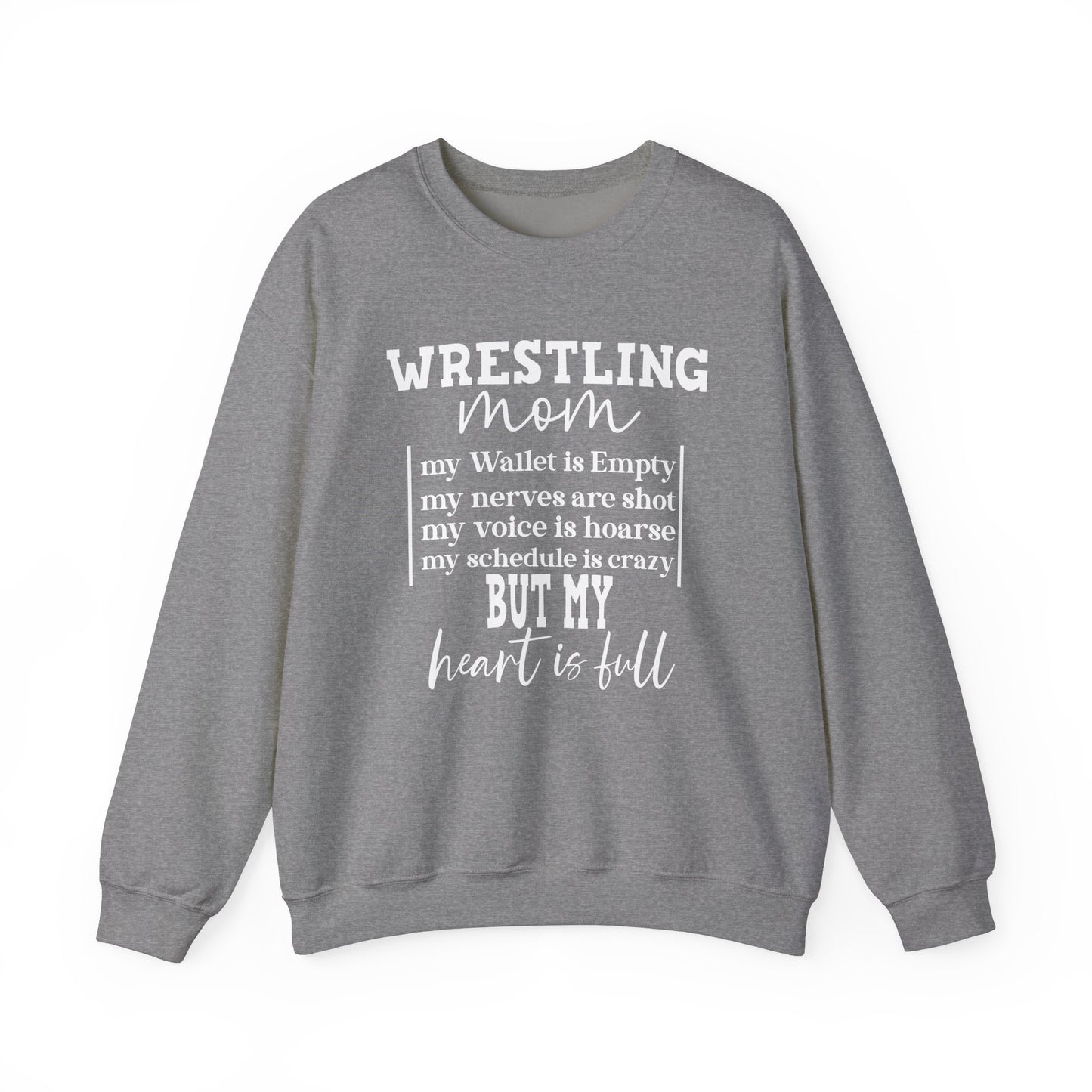 Wrestling Mom Heart Is Full Heavy Blend™ Crewneck Sweatshirt