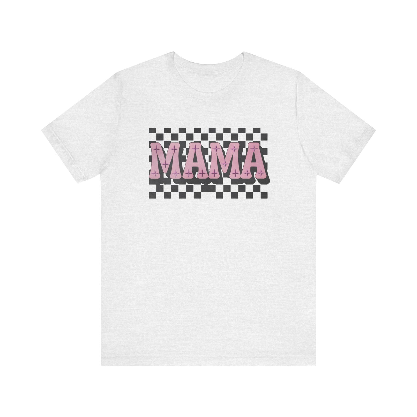 Mama Checkered Background Jersey Short Sleeve Tee