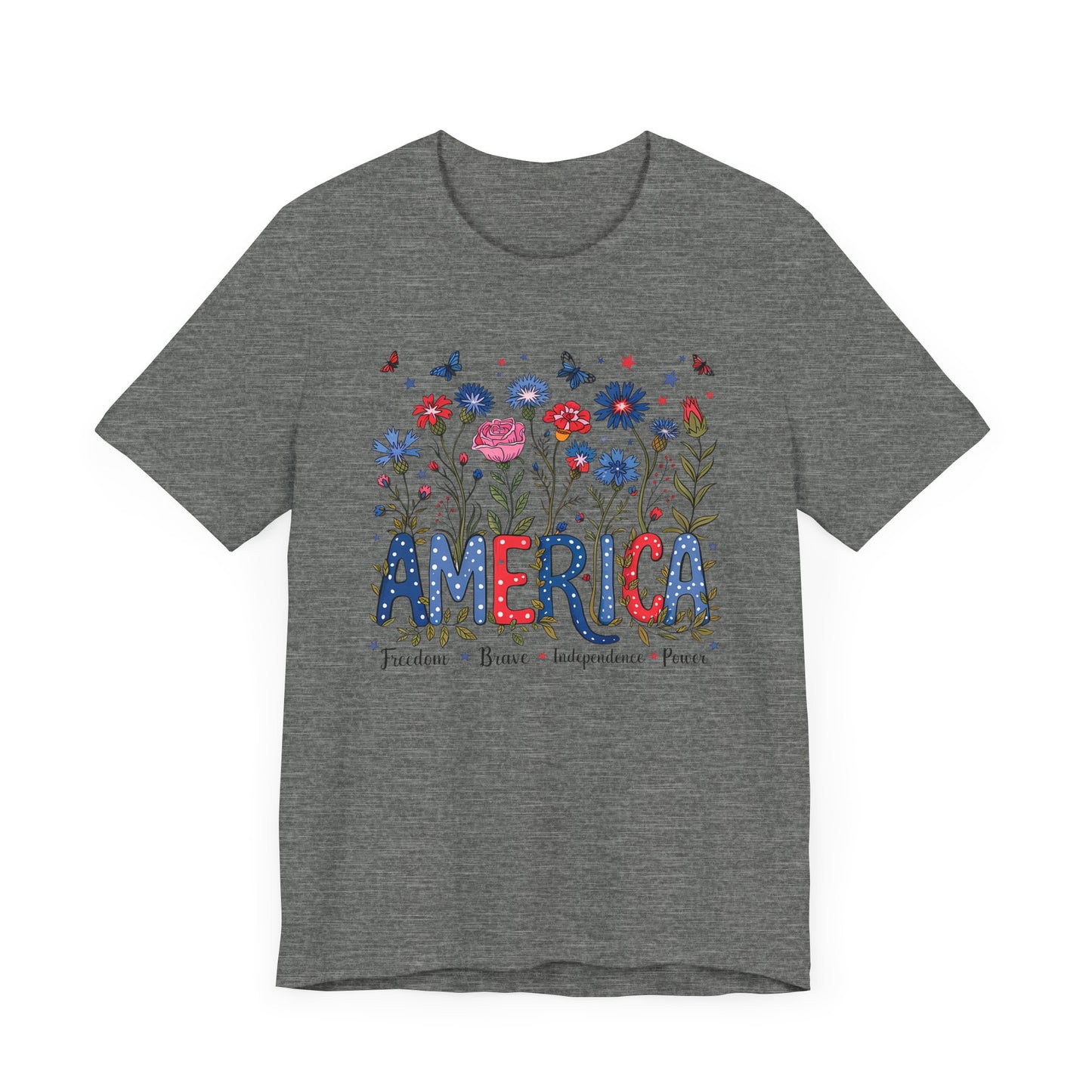 America Flowers Jersey Short Sleeve Tee
