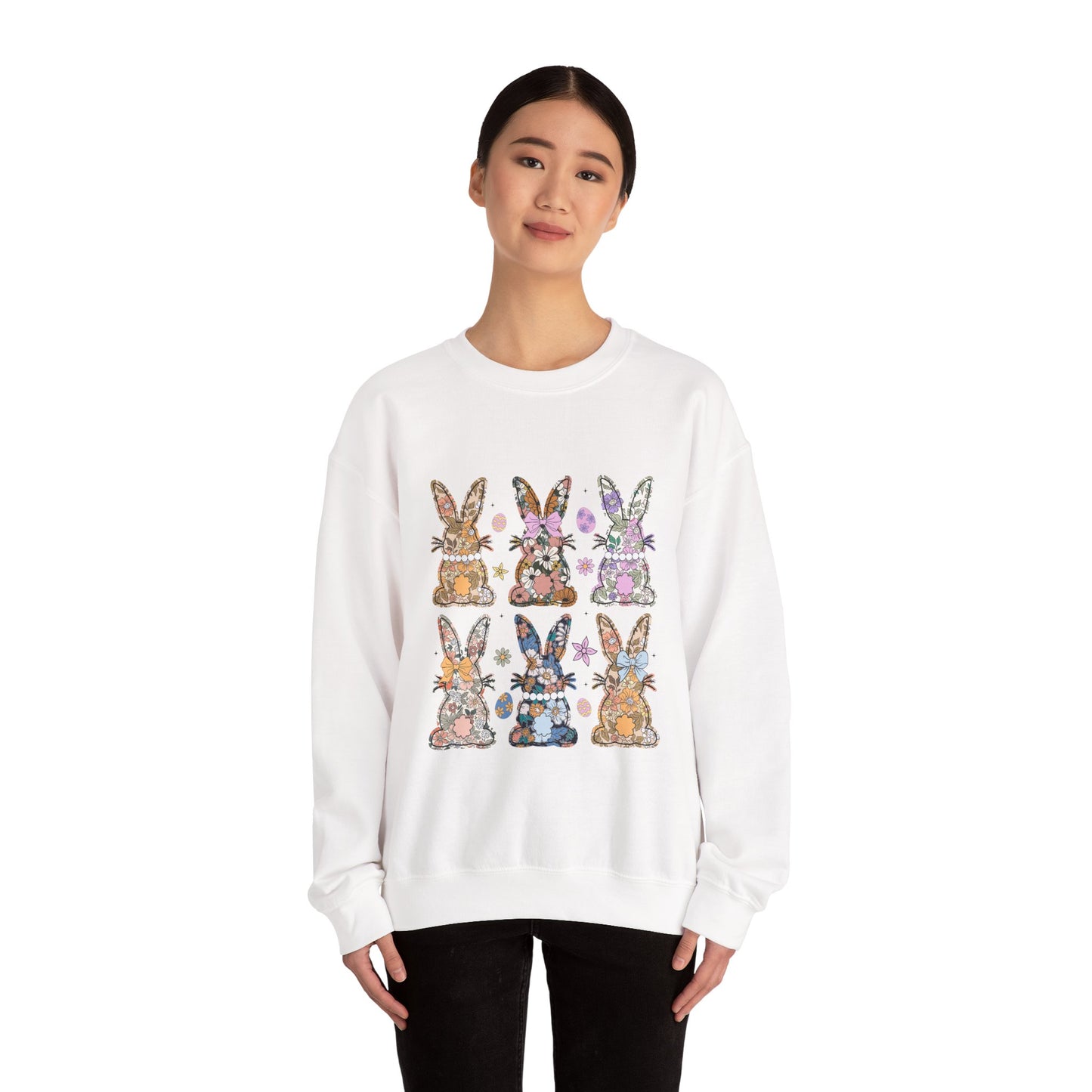 Floral Bunnies Heavy Blend™ Crewneck Sweatshirt