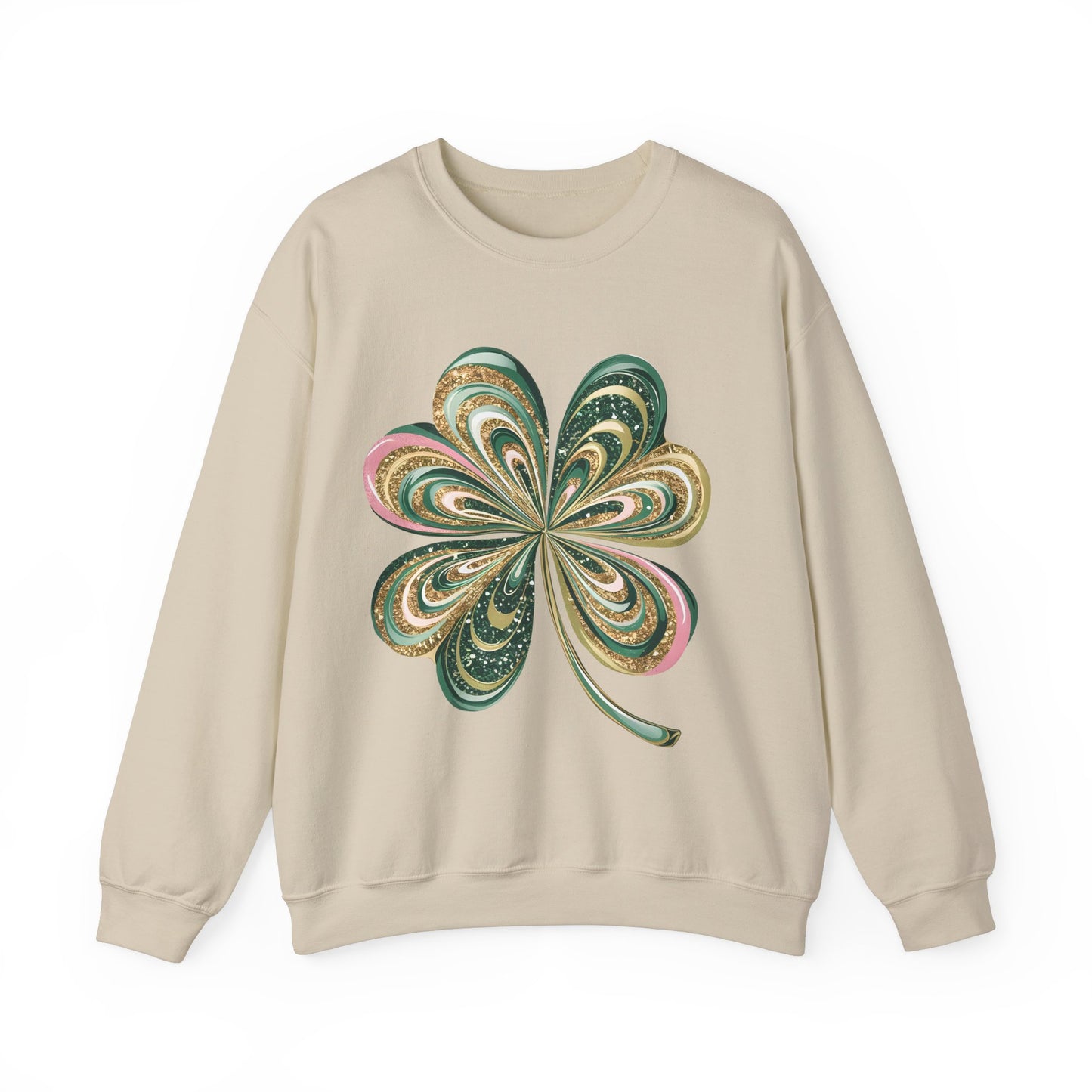 St Patricks Day Glitter Clover Heavy Blend™ Crewneck Sweatshirt