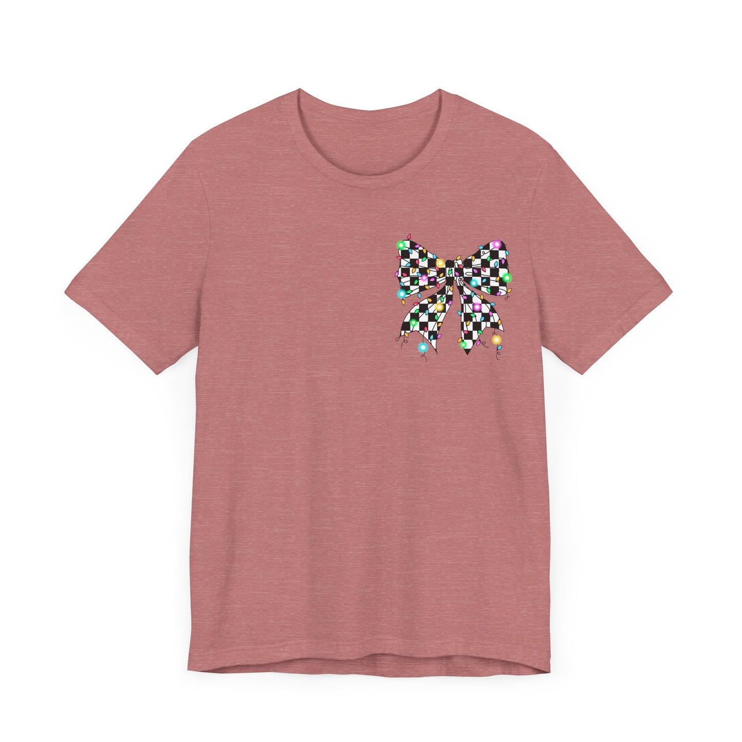 Checkered Lighted Bow Jersey Short Sleeve Tee