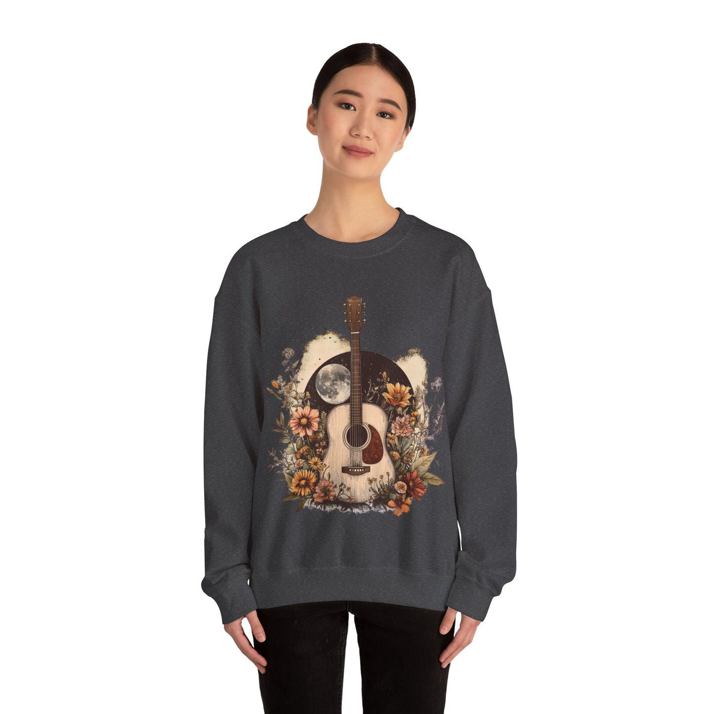Moon and Guitar  Heavy Blend™ Crewneck Sweatshirt