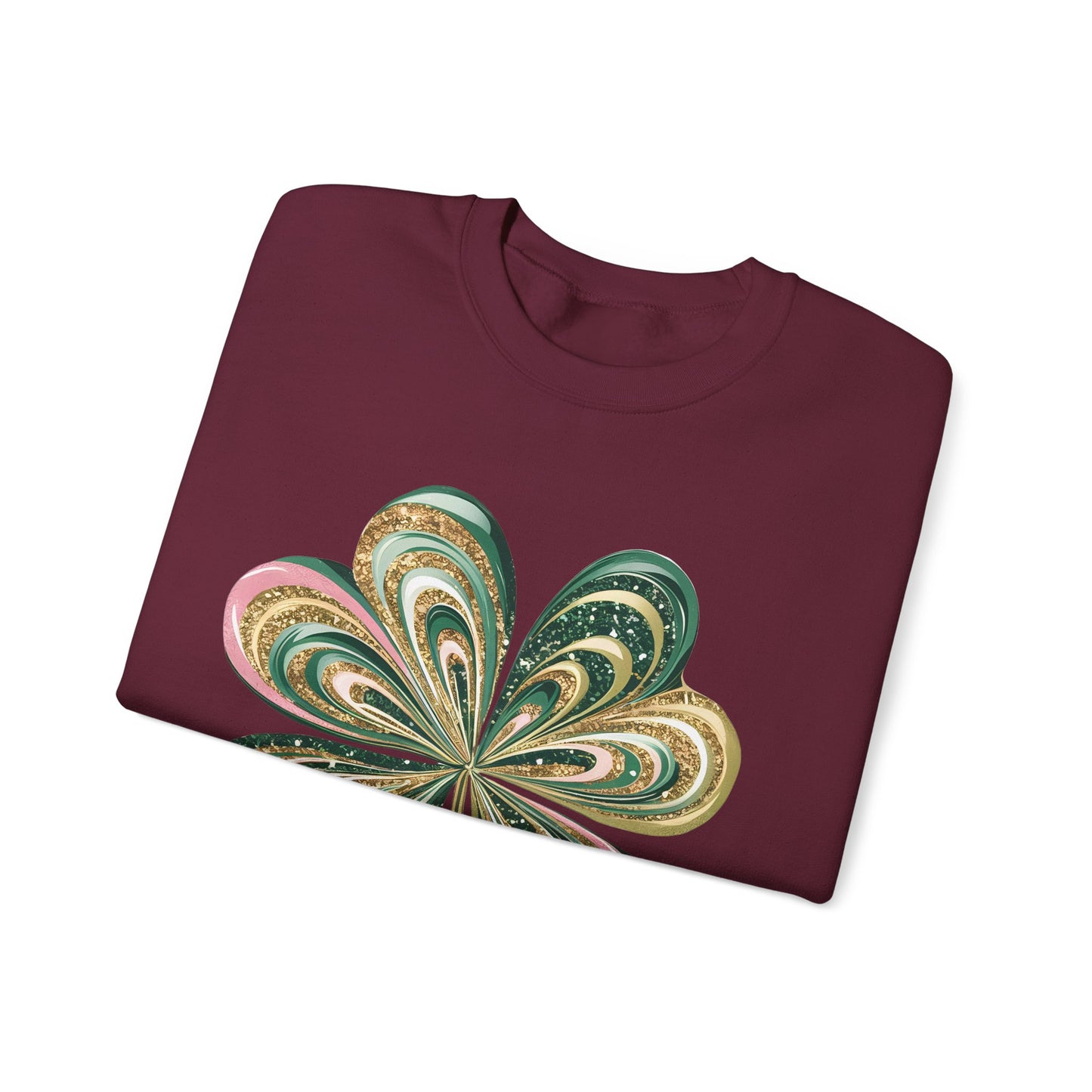 St Patricks Day Glitter Clover Heavy Blend™ Crewneck Sweatshirt