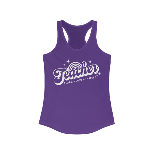 Teacher Teach Love Inspire Women's Ideal Racerback Tank