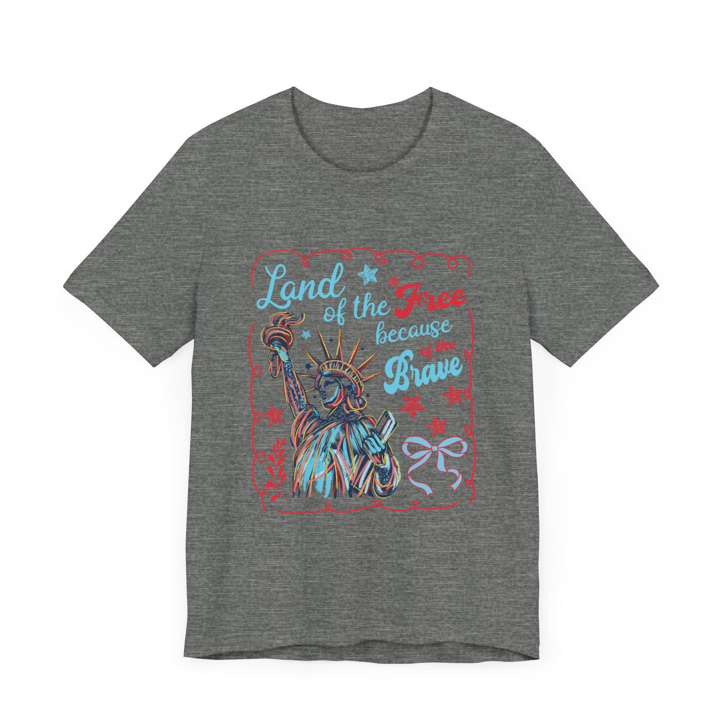 Land of the Free Because of the Brave Jersey Short Sleeve Tee