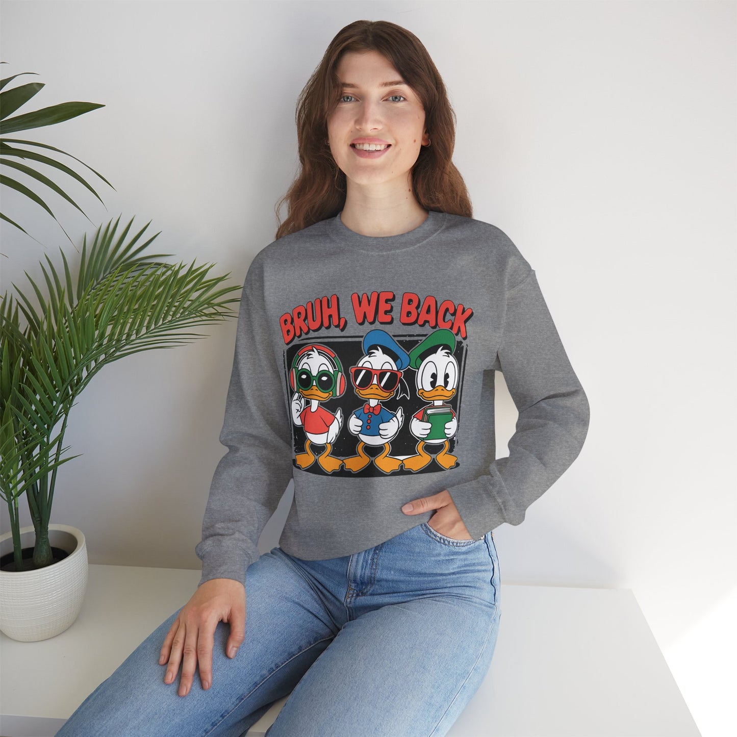 Bruh We Back Ducklings  Heavy Blend™ Crewneck Sweatshirt
