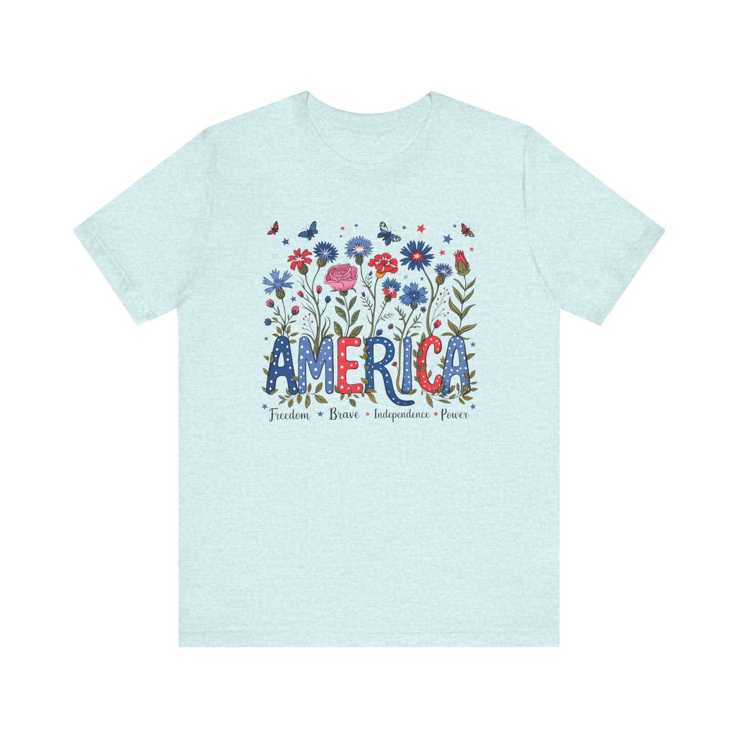 America Flowers Jersey Short Sleeve Tee