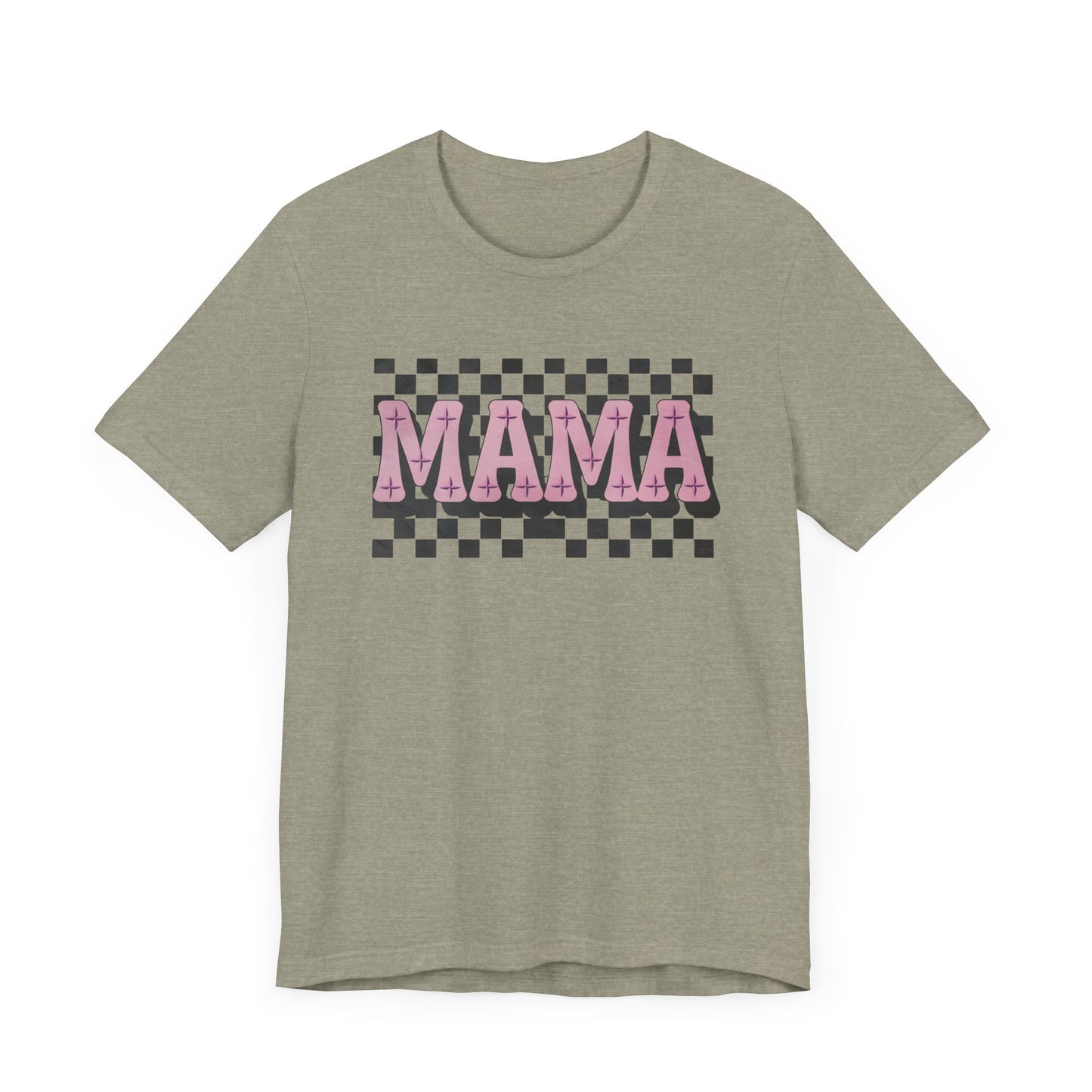 Mama Checkered Background Jersey Short Sleeve Tee