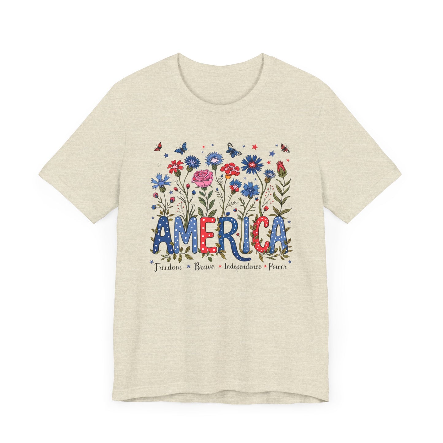 America Flowers Jersey Short Sleeve Tee